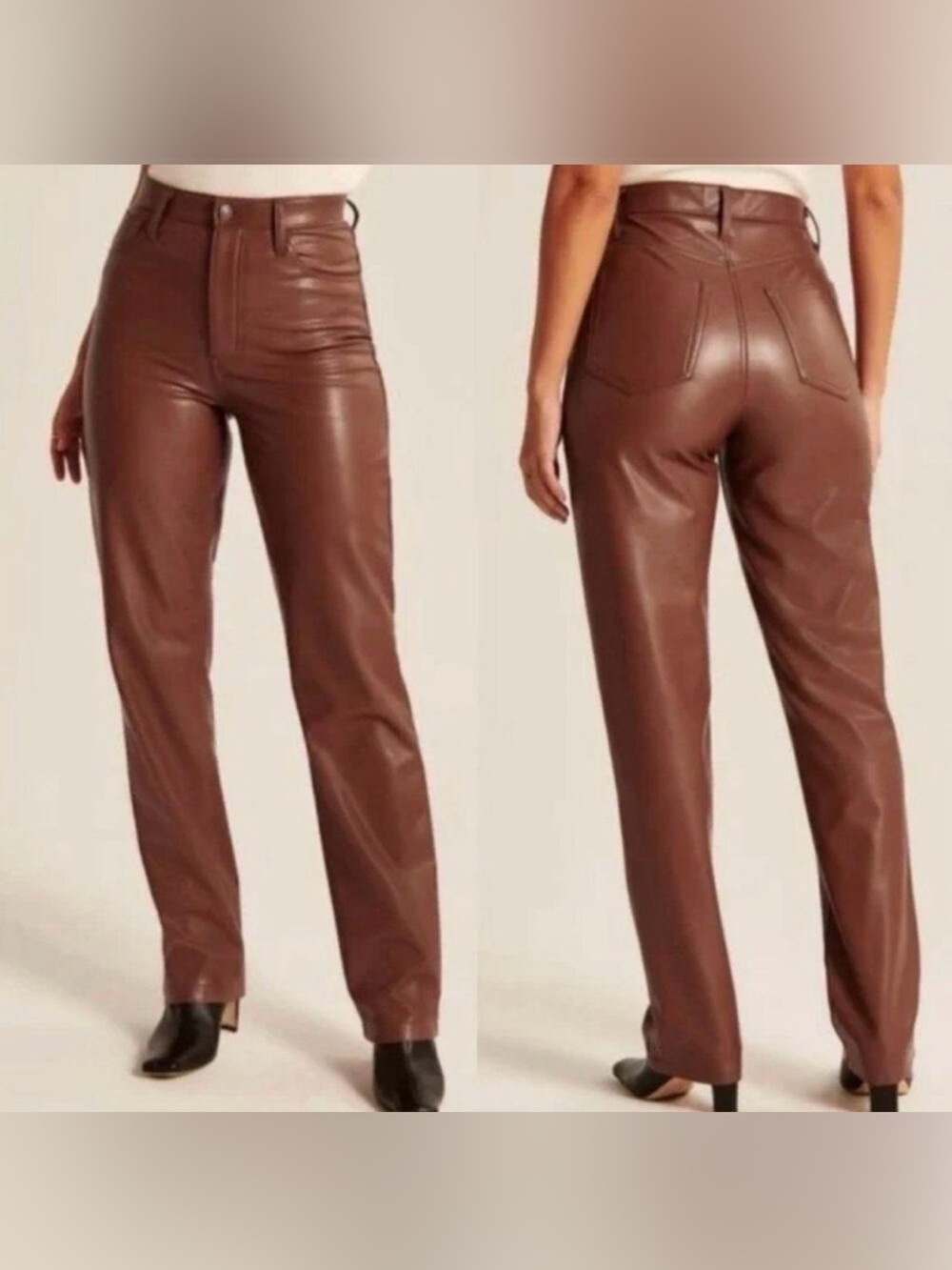 Abercrombie & Fitch 90s Straight Ultra High Rise Faux Leather Pants 25 Short
